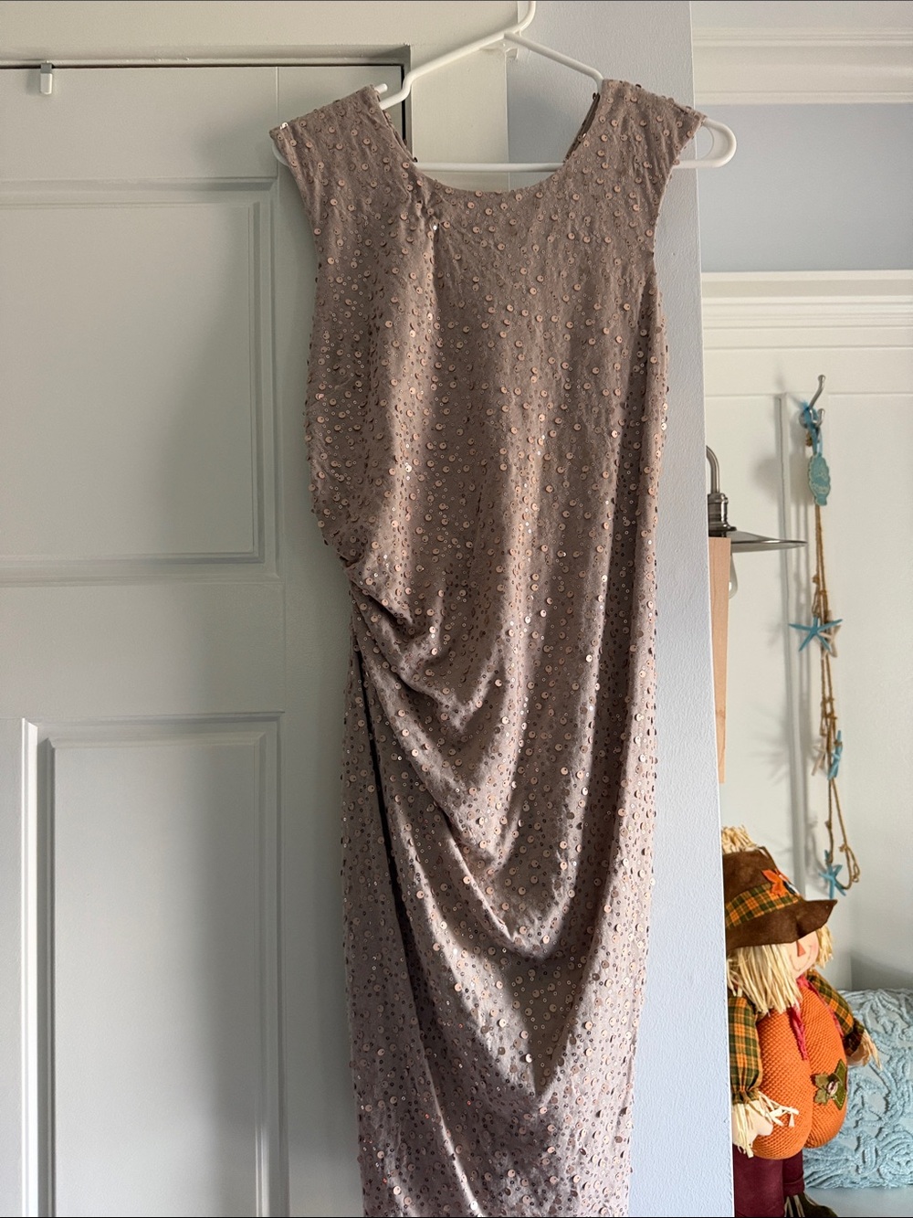 David Meister Sequin-Embellished Maxi Dress in Mauve